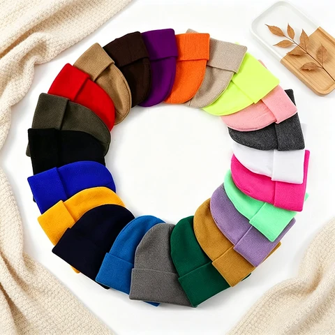 Cuffed Knit Beanie, Black