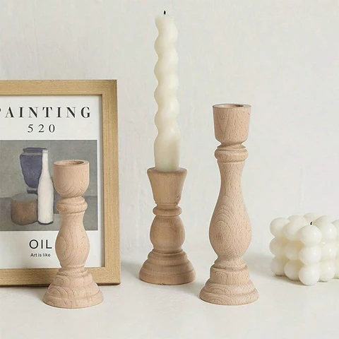 Unfinished Wood Candlestick