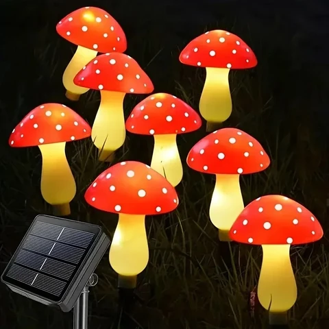 Solar Mushroom String Lights