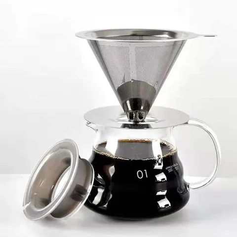 Stainless Steel Pour-Over Coffee Filter with Stand