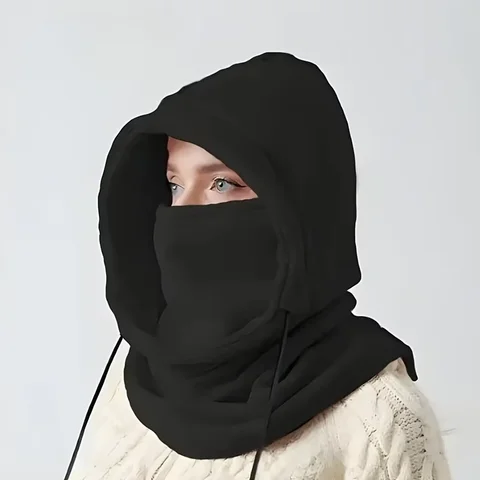 Fleece Winter Balaclava Hood, Black