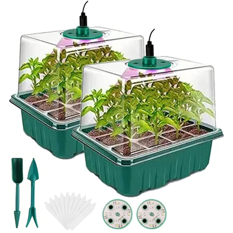 Seed Starter Trays with Grow Light, 2 pack