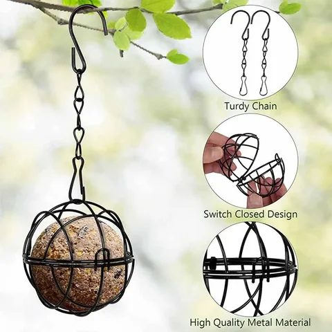 Hanging Suet Ball Bird Feeder, Black