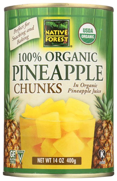 Native Forest Organic Pineapple Chunks, 14 oz, pack of 6
