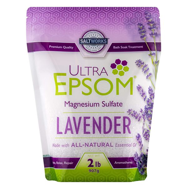 SaltWorks Ultra Epsom Salt, Lavender, 2 lb