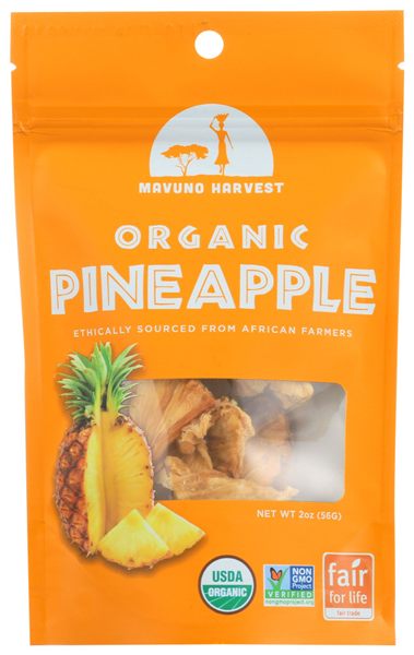 Mavuno Harvest Organic Dried Pineapple, 2 oz, pack of 6