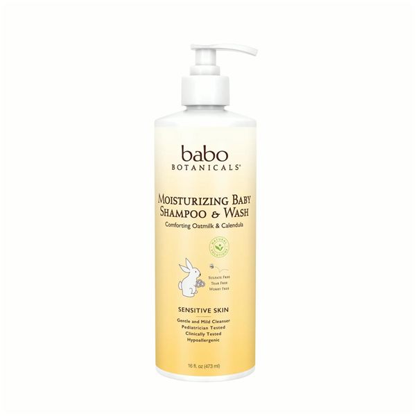 Babo Botanicals Moisturizing Baby Shampoo and Wash, 16 oz