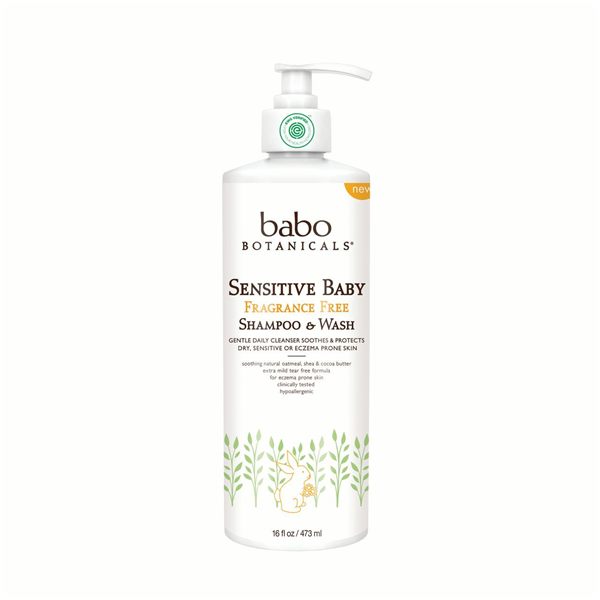 Babo Botanicals Sensitive Baby Fragrance-Free Shampoo & Wash, 16 oz