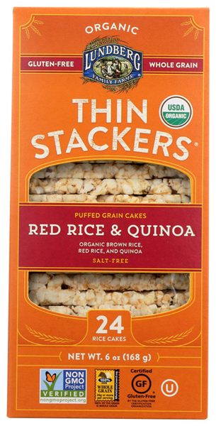 Lundberg Organic Thin Stackers, Red Rice and Quinoa, pack of 6