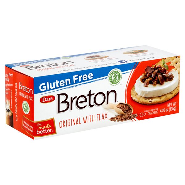 Breton Gluten-Free Crackers, Original with Flax, pack of 6