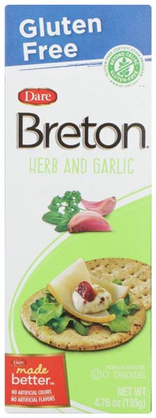 Breton Gluten-Free Crackers, Herb and Garlic, pack of 6