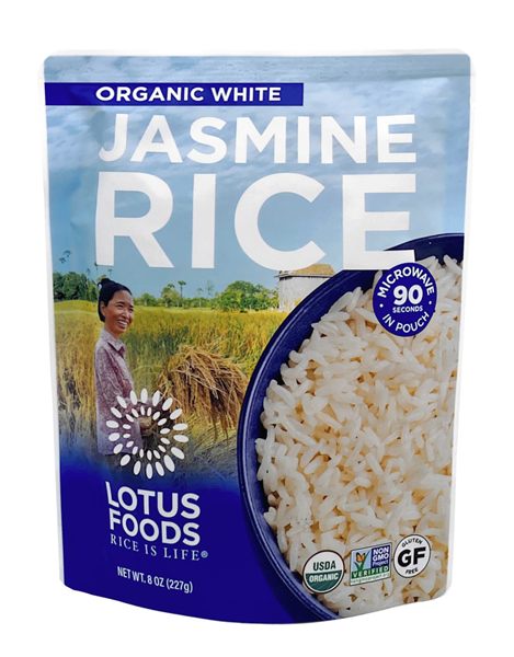 Lotus Foods Organic White Jasmine Rice, Heat and Eat, pack of 6