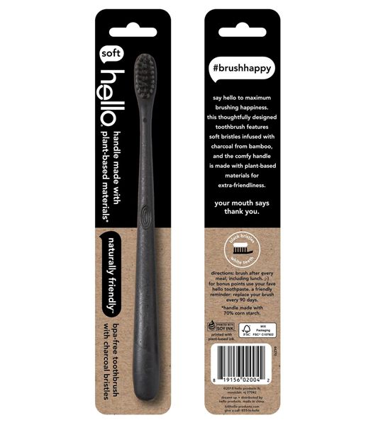 Hello Activated Charcoal Toothbrush, Soft