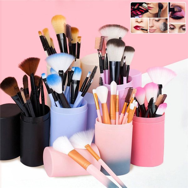 Makeup Brush Set, 12 Pieces, Black