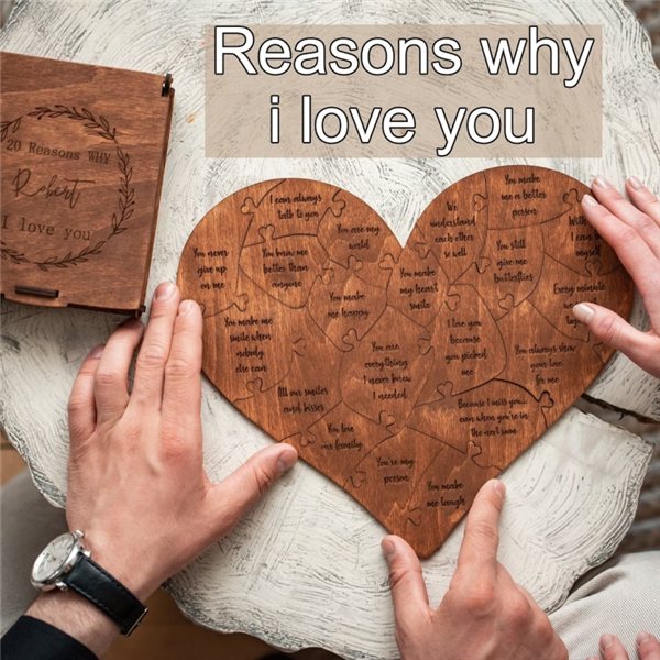 Reasons I Love You Wooden Heart Puzzle