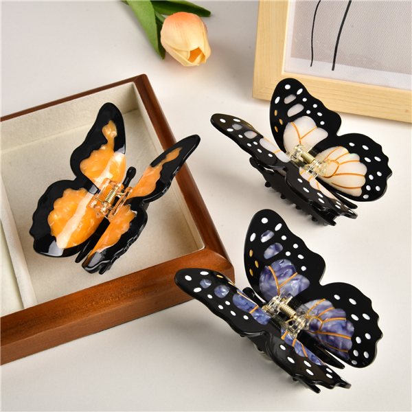Acetate Butterfly Claw Clip, 4 in, Yellow