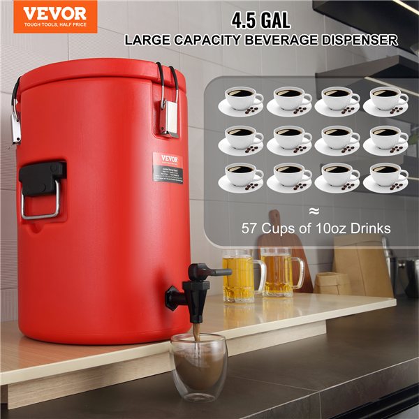 Insulated Beverage Dispenser, 4.5 Gallon