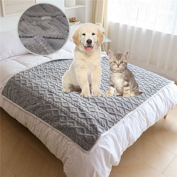 Waterproof Plush Pet Blanket, Small, Gray