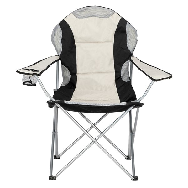 Padded Folding Camping Chair, Gray and Black