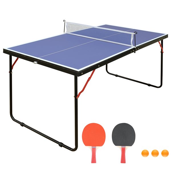Folding Mid-Size Table Tennis Set, Blue
