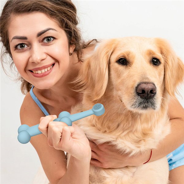 Silicone Finger Toothbrush for Pets, Blue