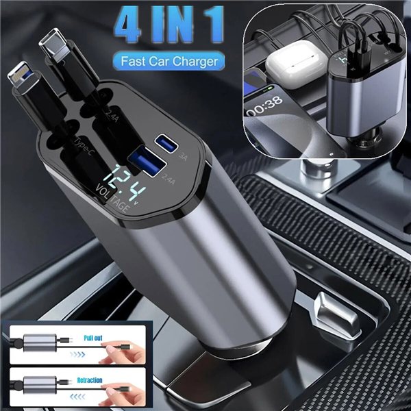4-in-1 Retractable Car Charger